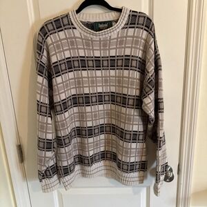 Dunbrooke Distinctive Images Beige Checkered Crewneck Knit Sweater Vintage Sz XL